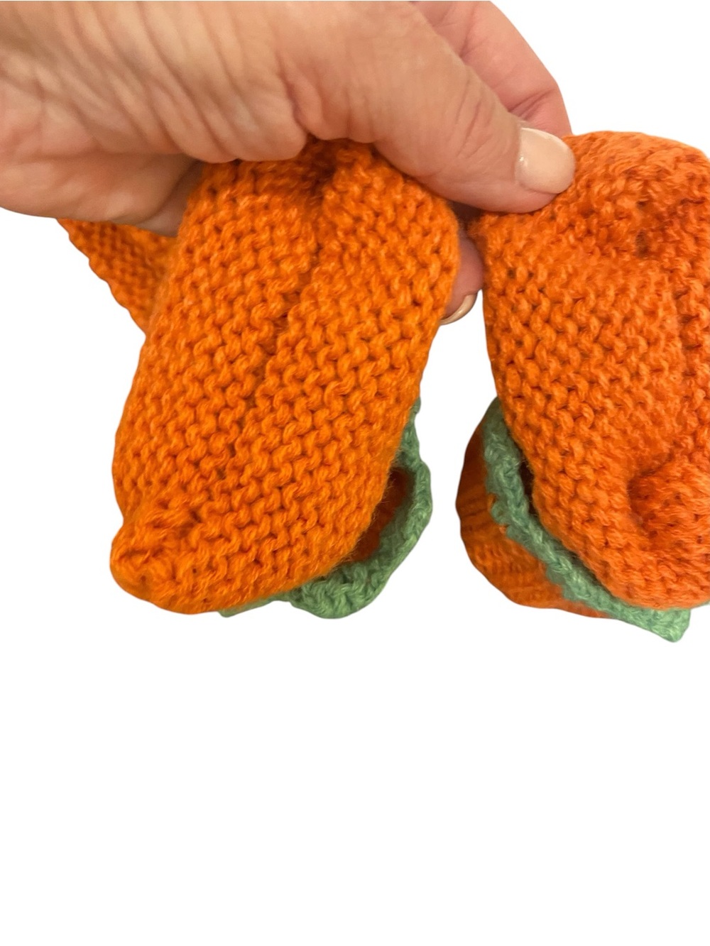 Little Me Hand Knit Pumpkin Hat Bootie Set Size 0-6 months Orange Halloween - Picture 2 of 6